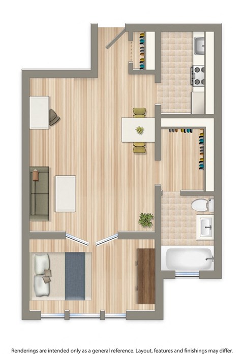 Floor plan for studio, 1 bath, 426 sqft